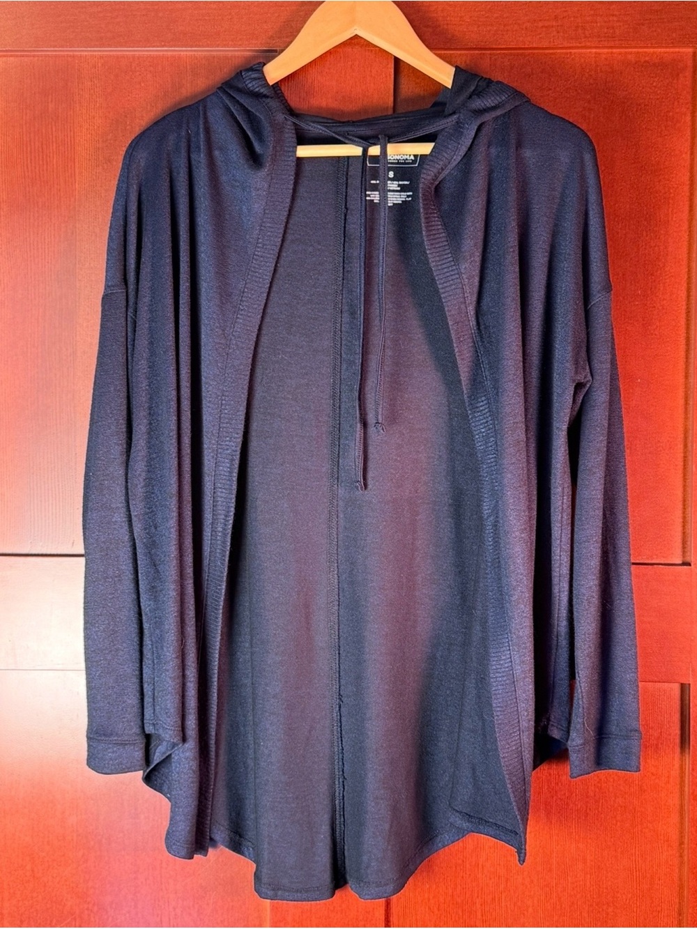 Sonoma Goods For Life Black Open Front Hooded Cardigan Size S